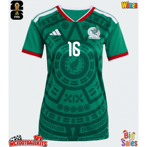 Mexico Julian Quinones #16 Replica Home Stadium Shirt for Women World Cup 2026 Short Sleeve